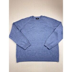 Magaschoni 100% Lambswool Blue Crewneck Sweater XXXL Men’s Raglan Knit Soft